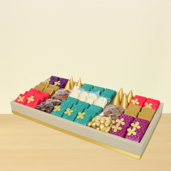 Diwali designed premium chocolates & sweets medium leather tray
