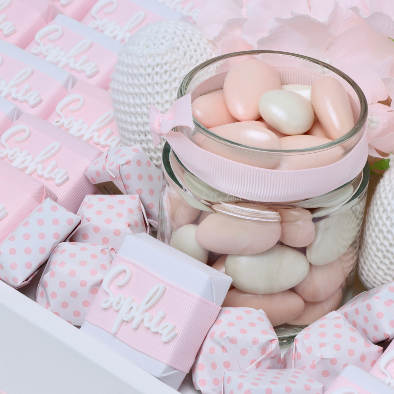 Baby girl personalized acrylic decorated chocolate leather tray