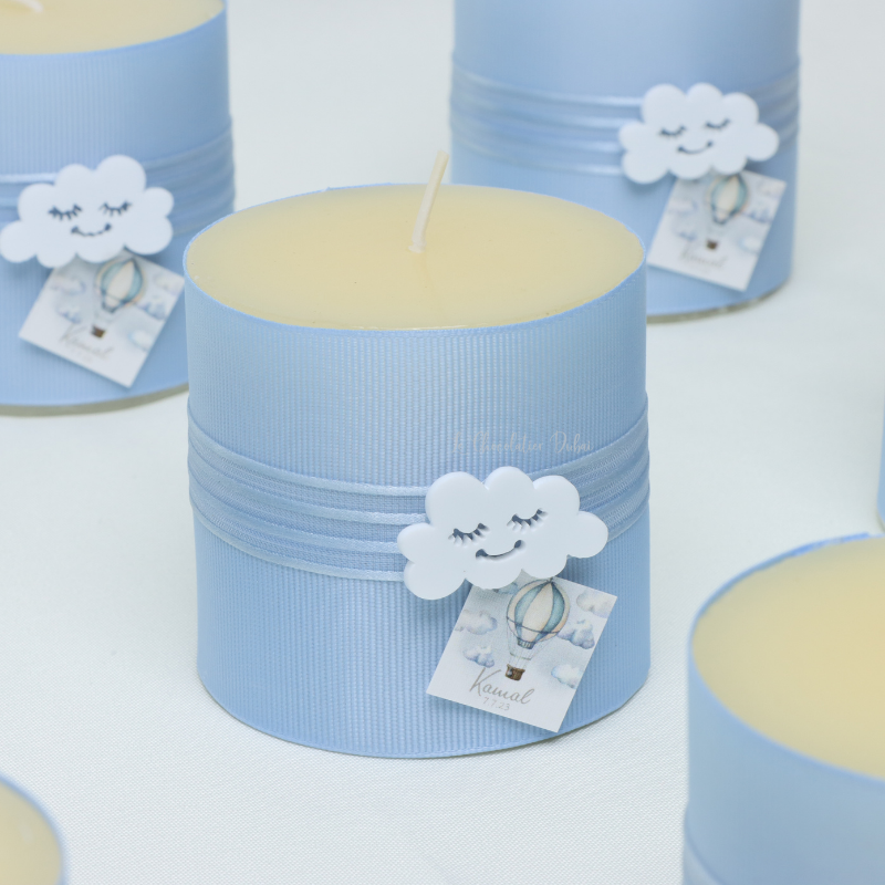 BABY BOY ACRYLIC CLOUD DECORATED CANDLE