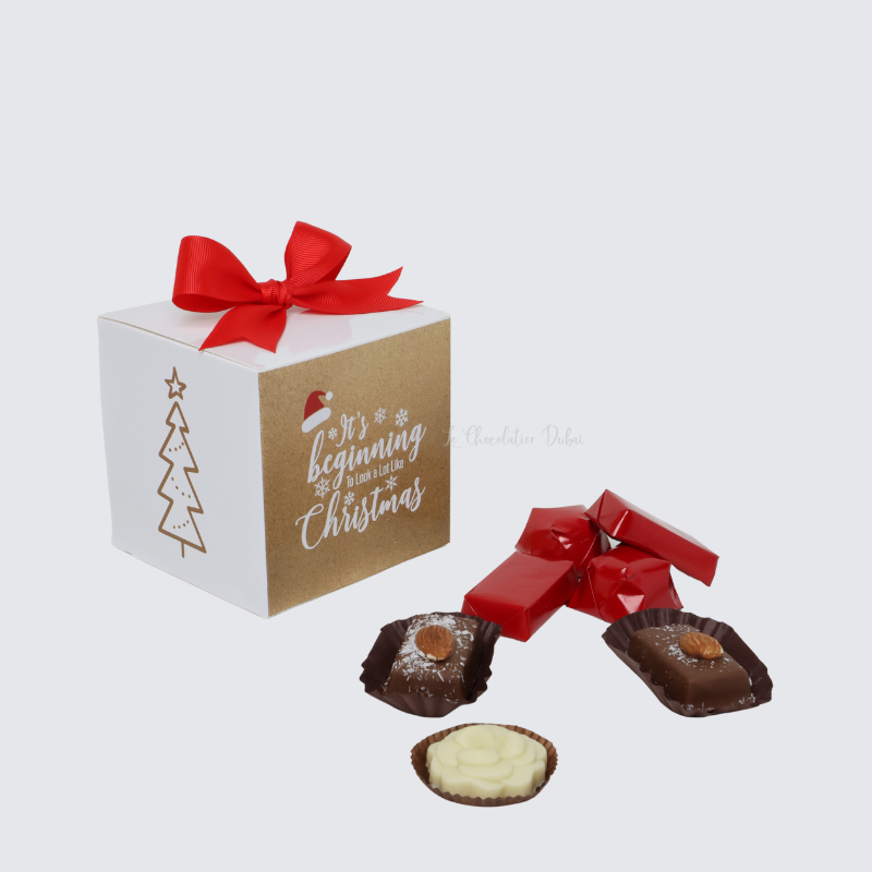 Merry christmas greeting designed chocolate cube soft box