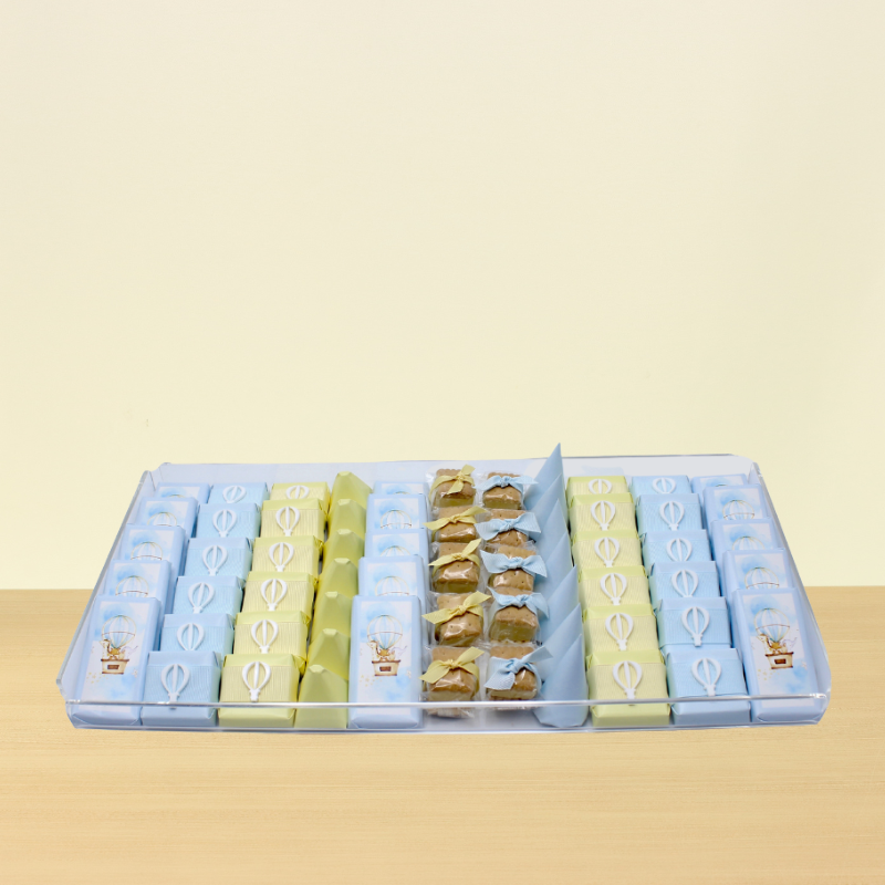 Baby boy hot air balloon theme decorated chocolate acrylic tray