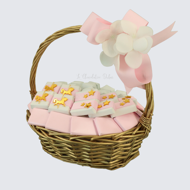 Baby girl acrylic decorated chocolate small basket