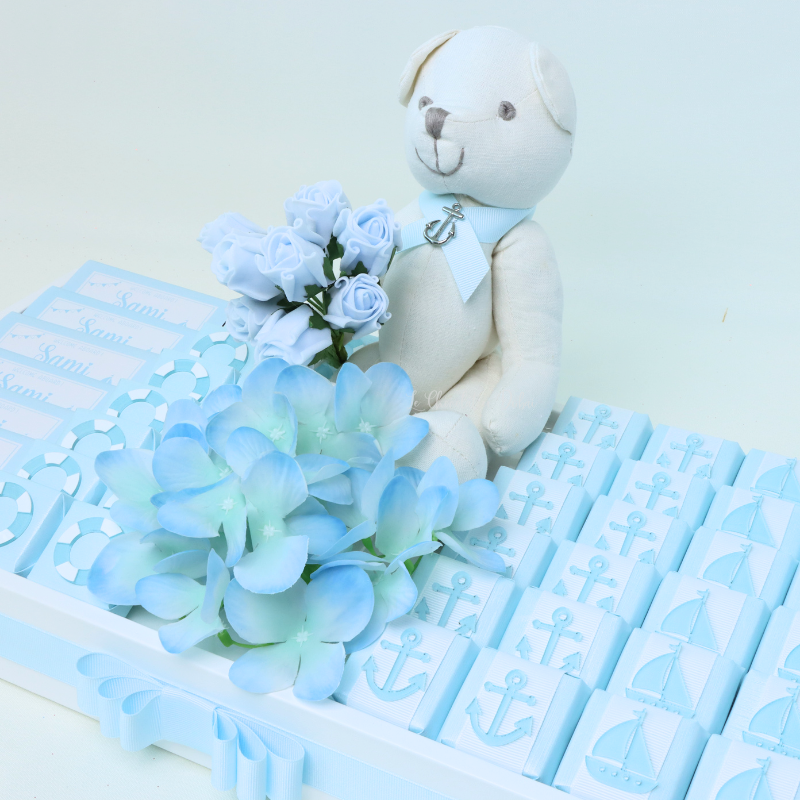 Nautical theme decorated chocolate medium leather tray