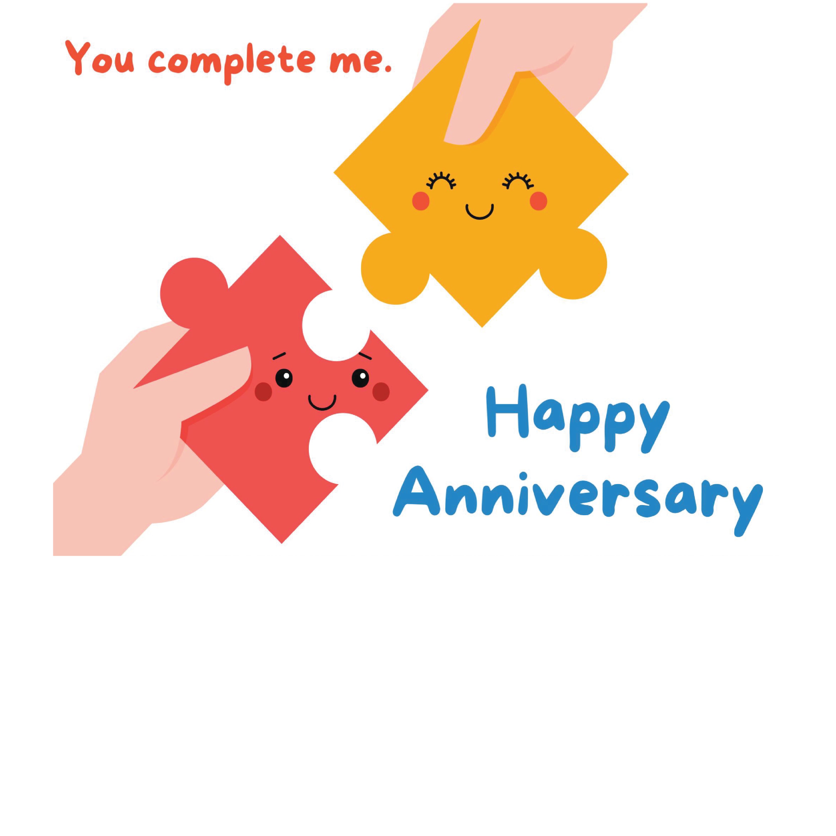 Anniversary you complete me greeting card