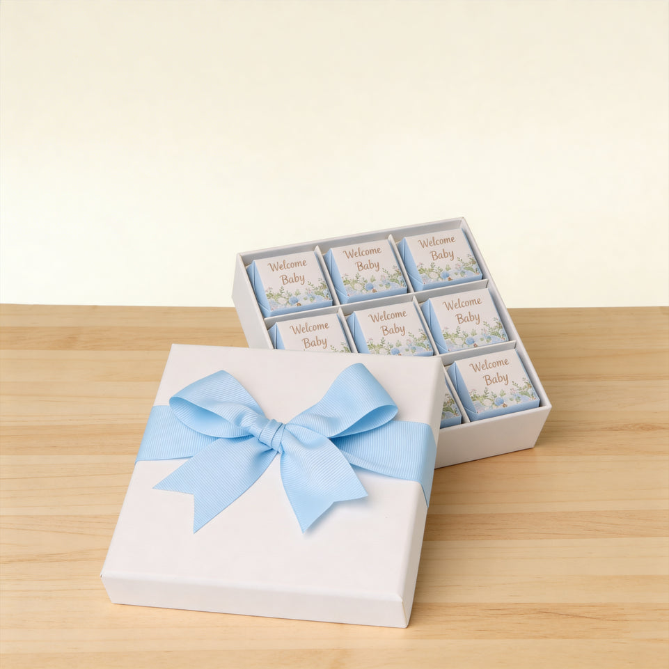 Baby boy flower designed 9-piece chocolate hard box
