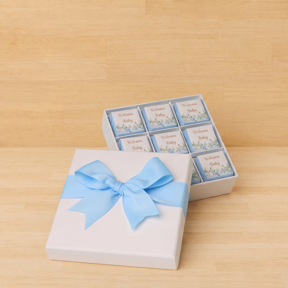 Baby boy flower designed 9-piece chocolate hard box