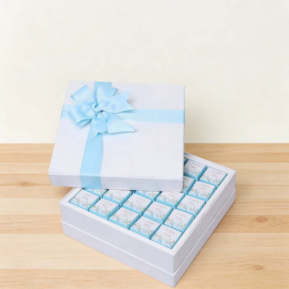 Baby boy "welcome baby" flower designed premium chocolate hard box