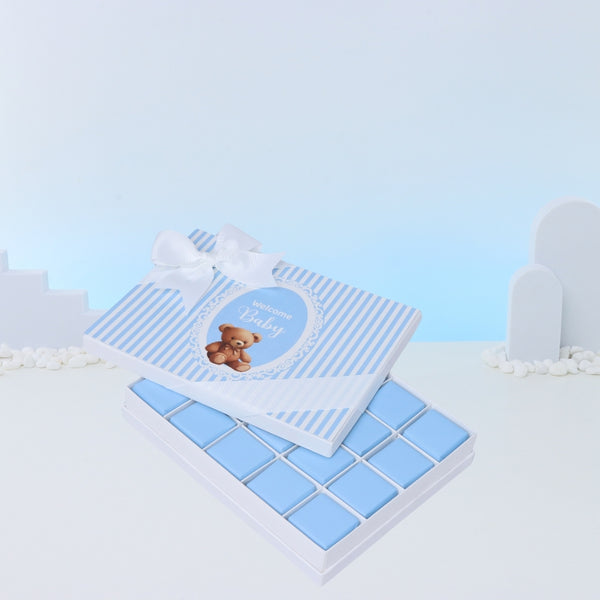Baby boy " welcome baby " teddy designed 20-piece chocolate hard box