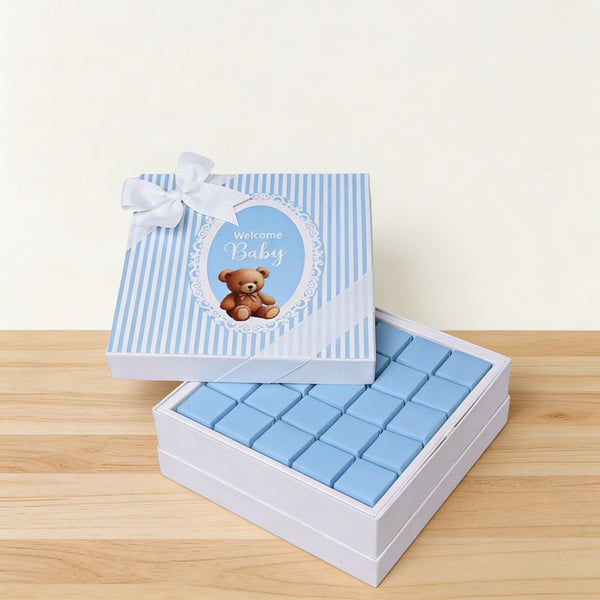 Baby boy "welcome baby" teddy designed premium chocolate hard box