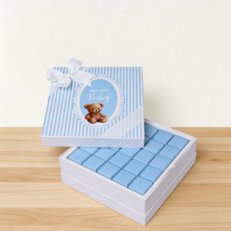 Baby boy "welcome baby" teddy designed premium chocolate hard box