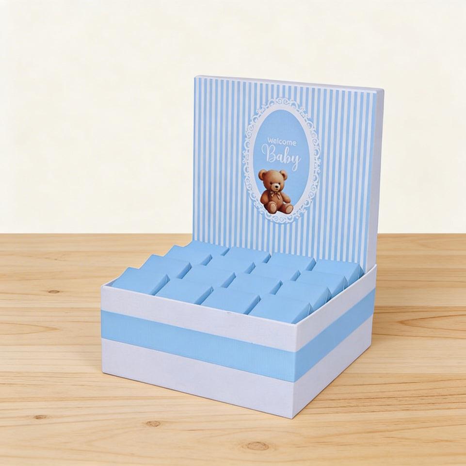 Baby boy "welcome baby" teddy designed chocolate medium hamper
