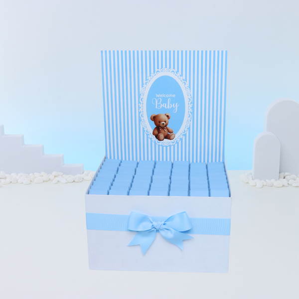 Baby boy teddy designed "welcome baby" chocolate extra large hamper