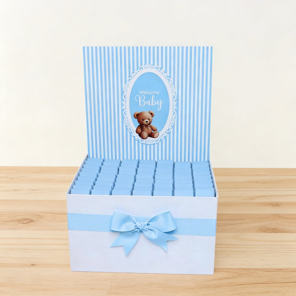 Baby boy teddy designed "welcome baby" chocolate extra large hamper