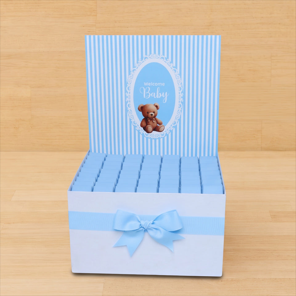 Baby boy teddy designed "welcome baby" chocolate extra large hamper