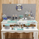 Baby boy nautical theme decorated chocolate wood stand