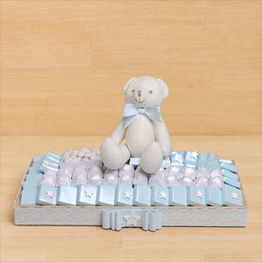 Baby boy teddy decorated chocolate wo...