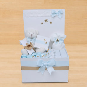 Baby boy teddy & stars decorated choc...