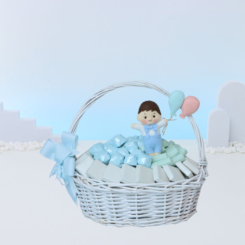 Baby boy decorated chocolate medium basket