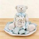 Baby boy teddy decorated chocolate & almond dragees ceramic plate