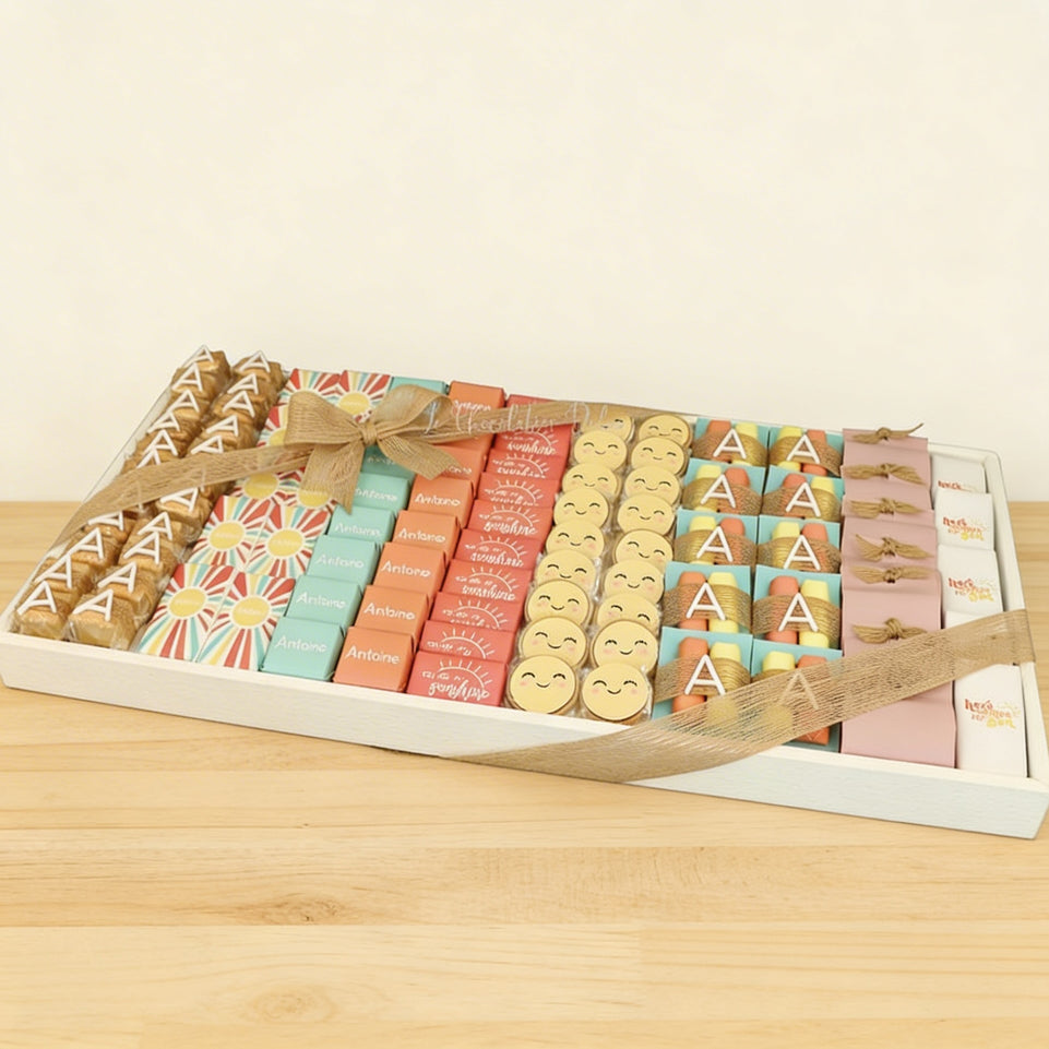 Baby sunshine theme customized chocolate leather tray