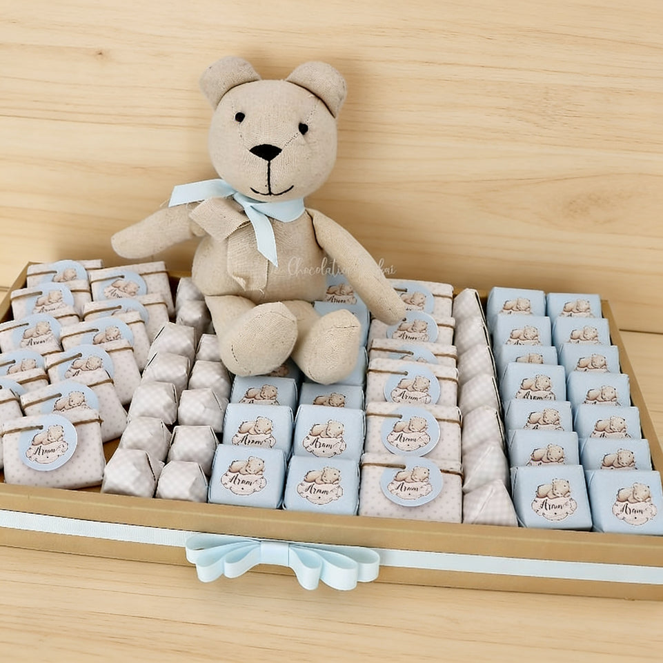 Baby personalized teddy theme chocolate tray
