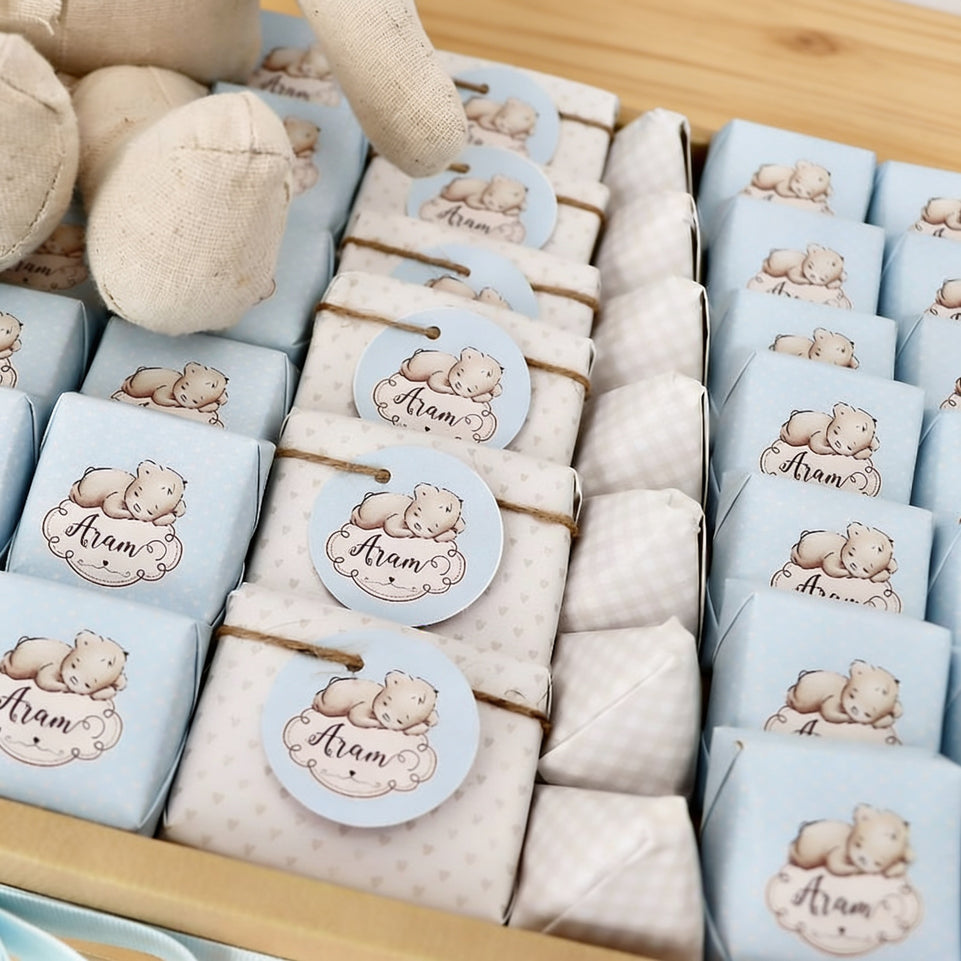 Baby personalized teddy theme chocolate tray