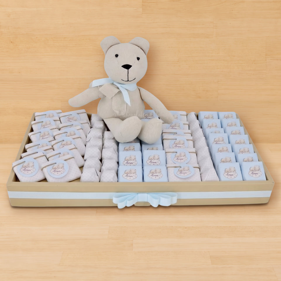 Baby personalized teddy theme chocolate tray