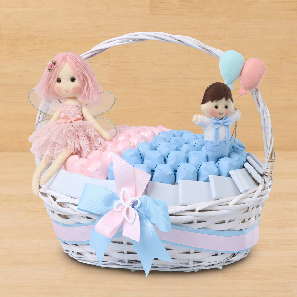 Baby twin designed premium chocolate medium basket