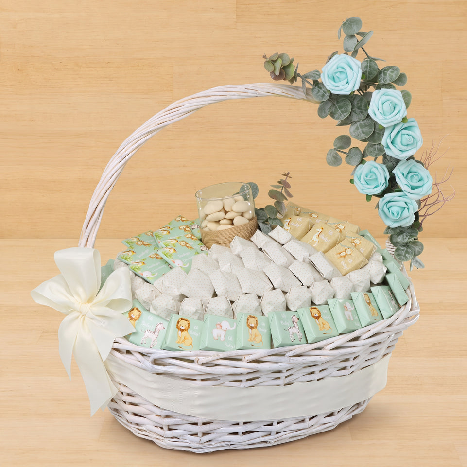 Baby safari animals design premium chocolate large basket