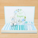 Baby Boy personalized premium chocolate large leather tray with acrylic backdrop