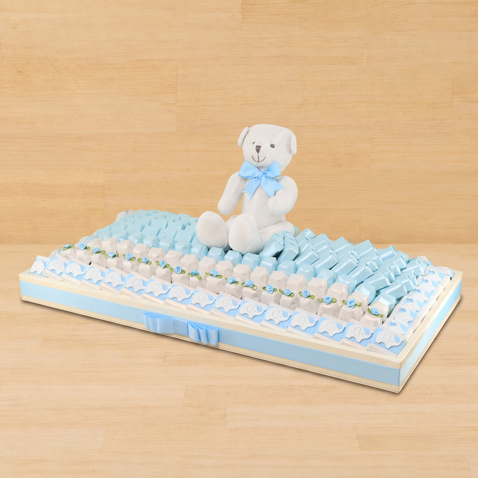 Baby boy elephant designed premium chocolate large leather tray