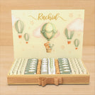 Baby boy hot air balloon designed sage green premium chocolate medium leather tray