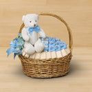 Baby boy crochet decorated chocolate medium basket