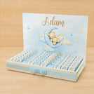 Baby boy teddy theme premium chocolate medium leather tray with acrylic backdrop