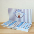 Baby boy teddy theme decorated chocolate leather tray with personalized acrylic backdrop
