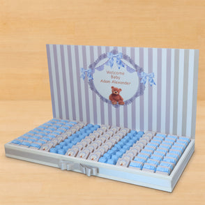 Baby boy teddy theme decorated chocol...