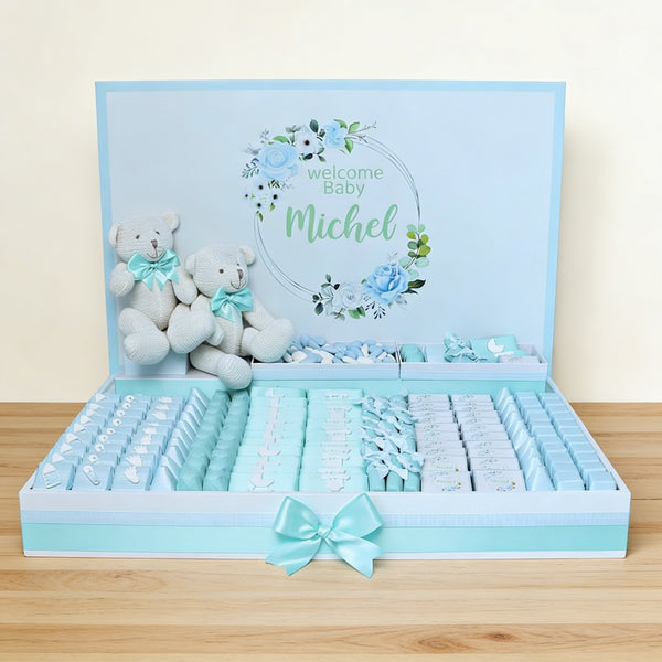 Floral teddy bear themed wood chocolate stand