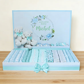 Floral teddy bear themed wood chocola...