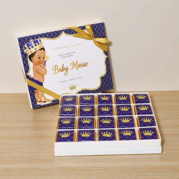 Baby boy prince personalized chocolate hard box