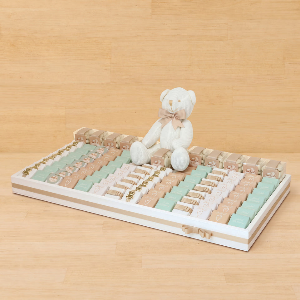 Baby teddy themed personalized chocolate large leather tray
