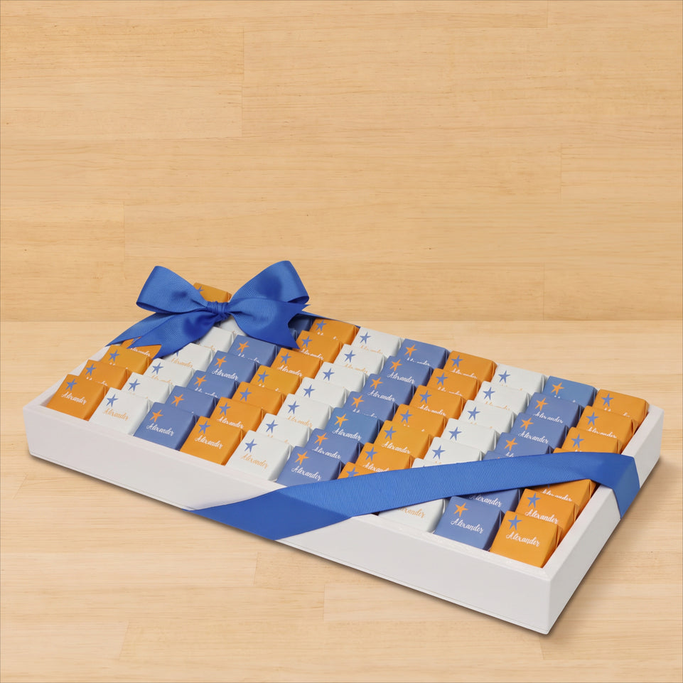 Baby boy star designed personalized chocolate medium leather tray