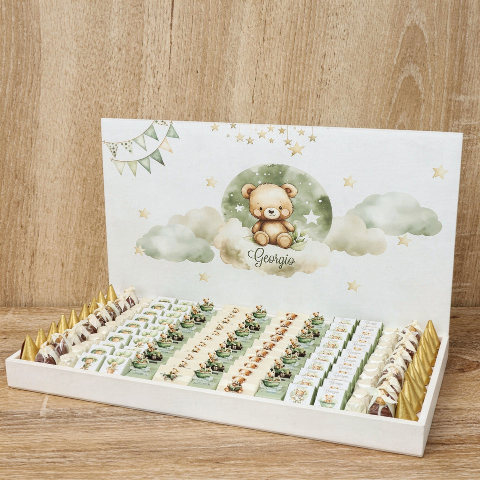 Baby boy teddy theme designed chocolate large leather tray