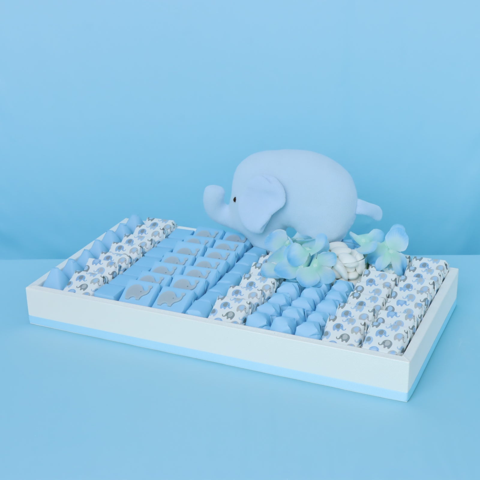 Baby Boy Elephant Theme Chocolate Medium Leather Tray