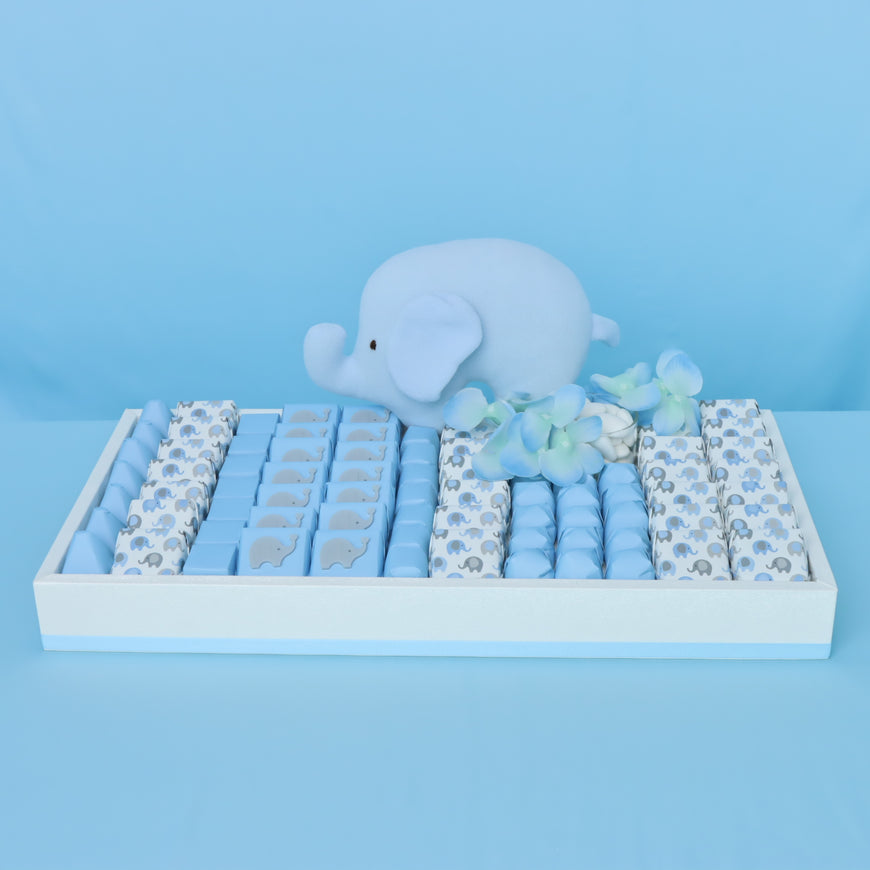 Baby Boy Elephant Theme Chocolate Medium Leather Tray