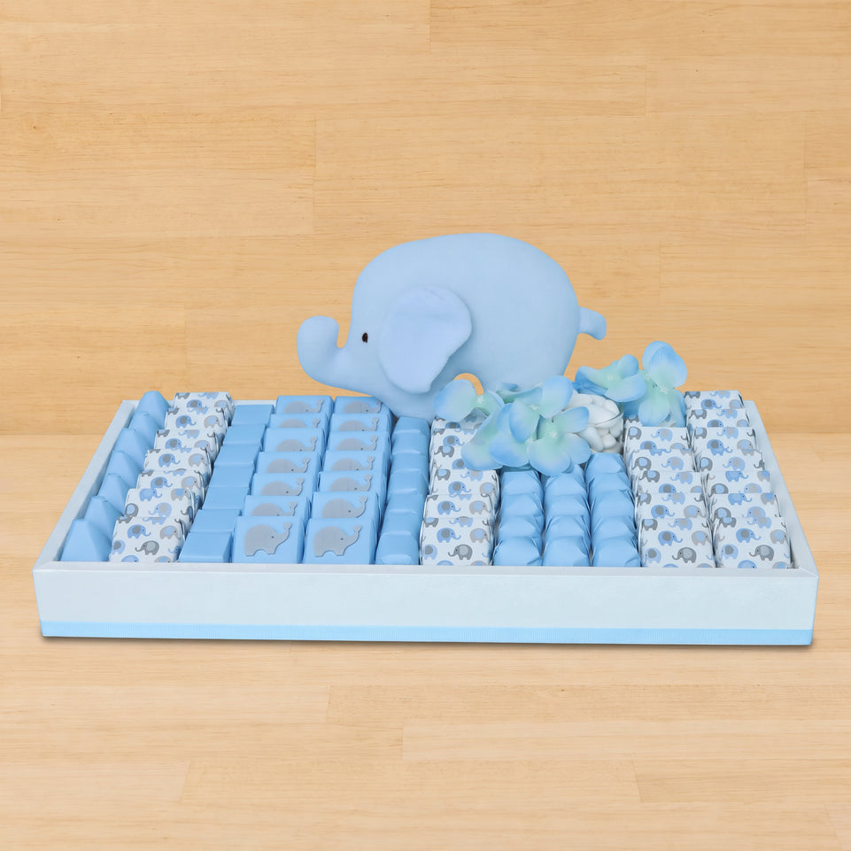 Baby Boy Elephant Theme Chocolate Medium Leather Tray
