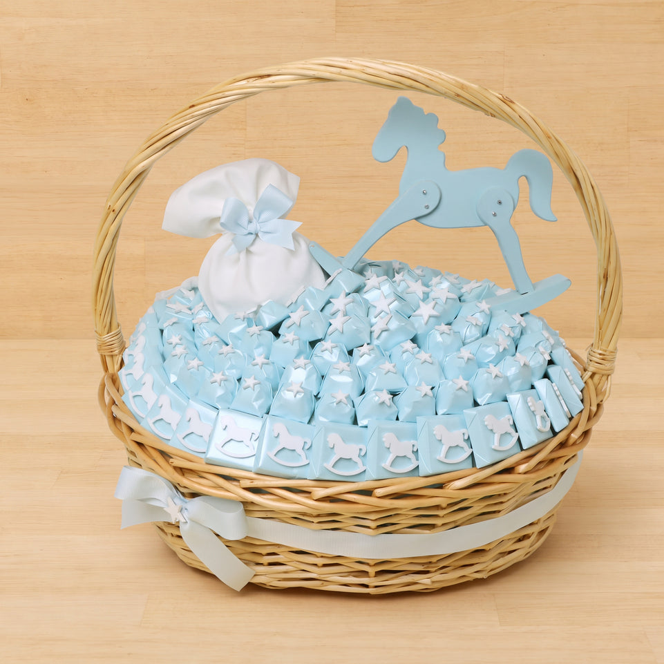 Baby boy horse theme acrylic decorated chocolate extra large basket