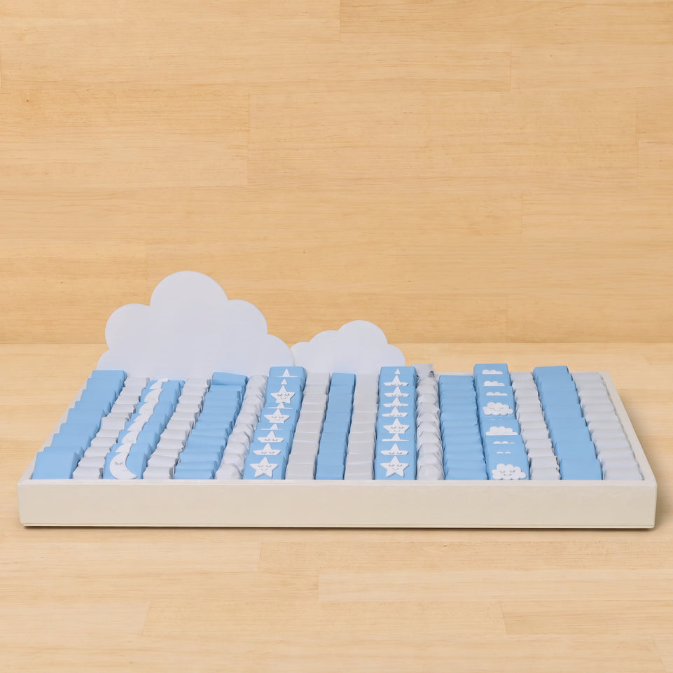 Baby boy cloud star theme chocolate large leather tray