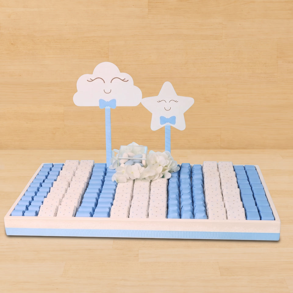 Baby boy star cloud theme designed premium chocolate large leather tray