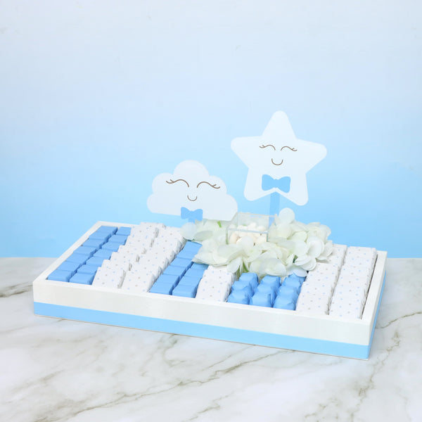 Baby boy star cloud designed premium chocolate medium leather tray