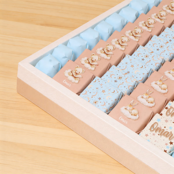 Baby personalized teddy air balloon theme designed premium chocolate large leather tray